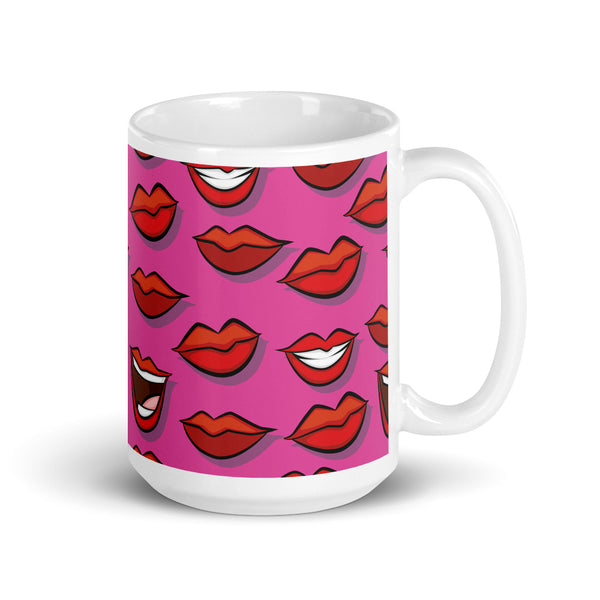 Lip White glossy mug