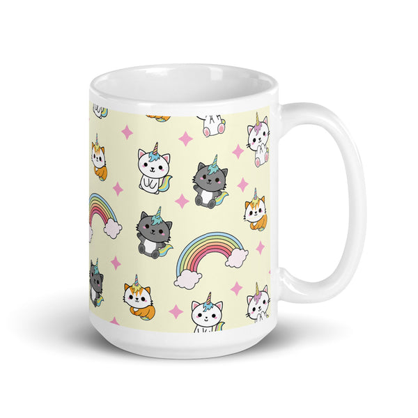 Unicorn Cat White glossy mug