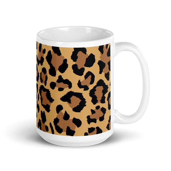 Cheetah White glossy mug