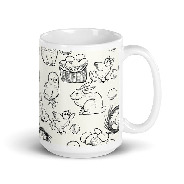 Easter Sketch White glossy mug