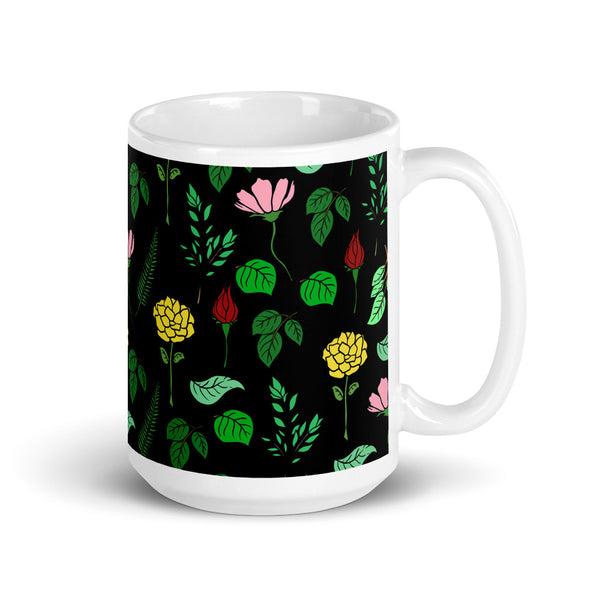 Floral White glossy mug