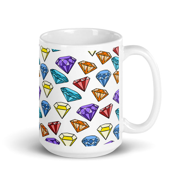 Gems White glossy mug