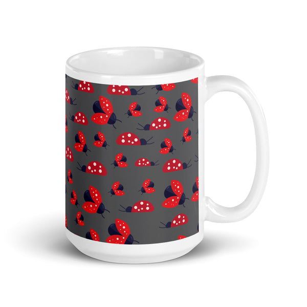 Ladybug White glossy mug