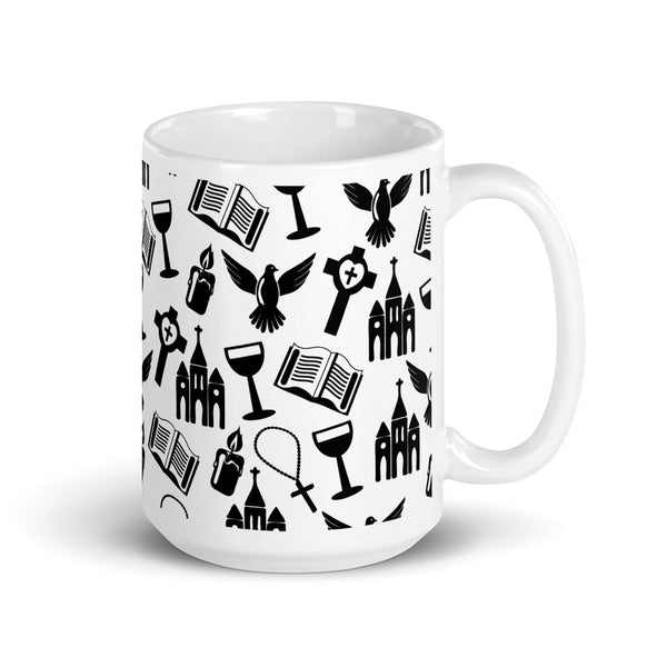 Religious White glossy mug
