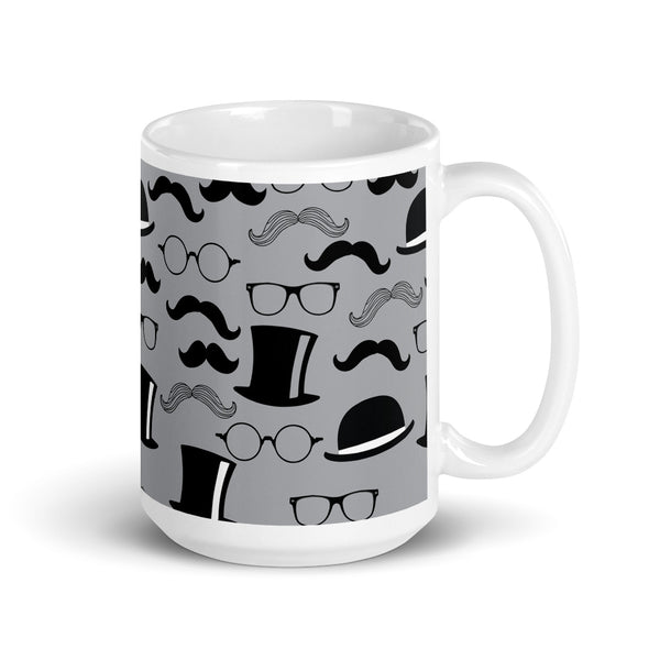 Mustache White glossy mug